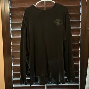 SUPER RARE, VINTAGE Harley Davidson shirt with textured writing.